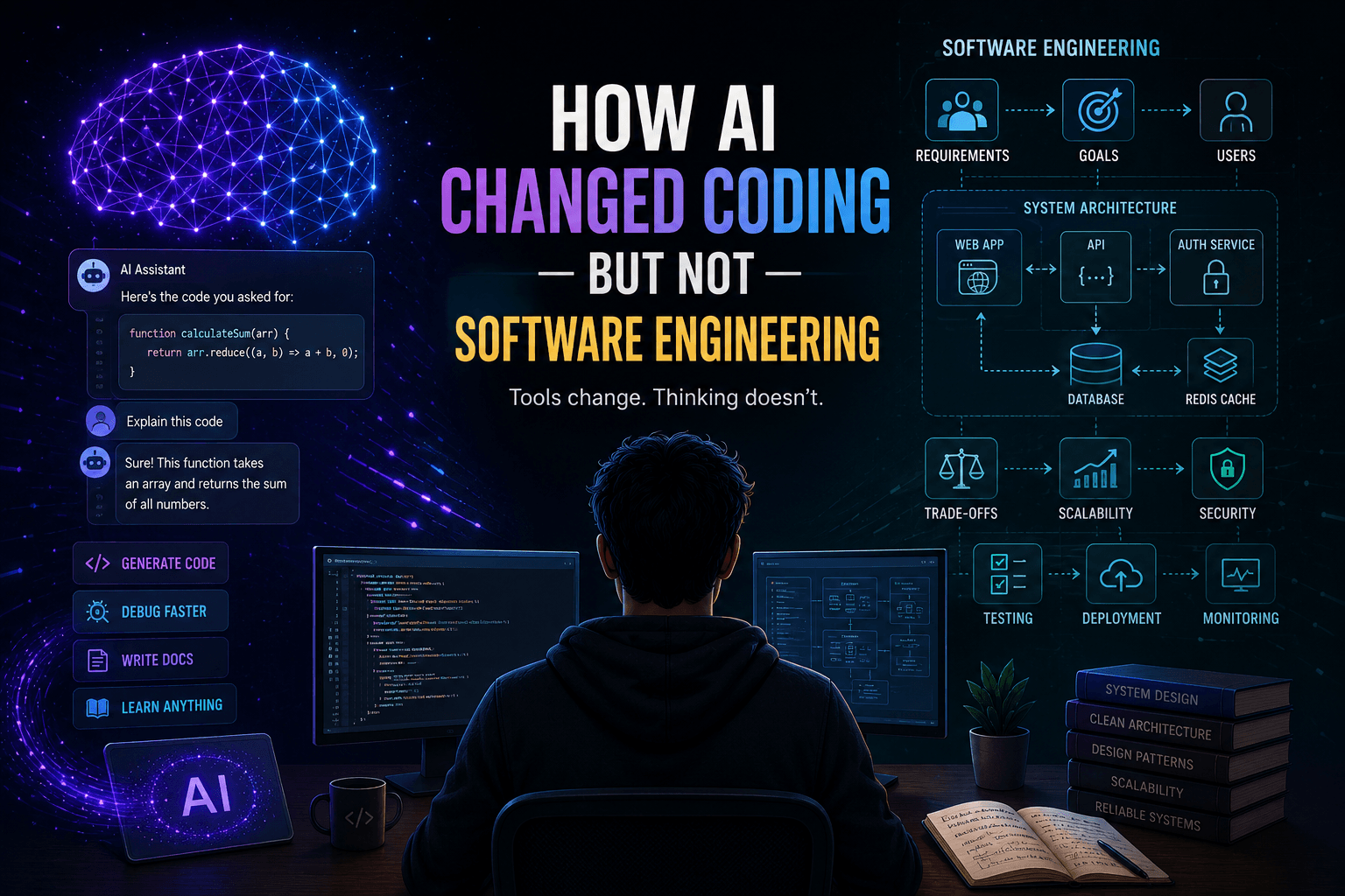 Blog post image: Blog post image for: How AI Changed Coding โ But Not Software Engineering ๐ค๐ป